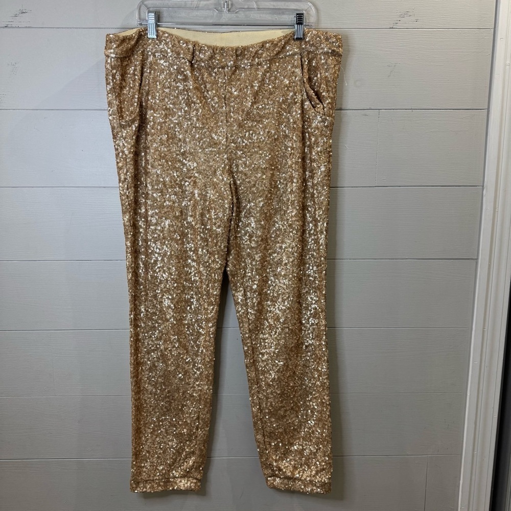 Free People Sequin Gold Pants